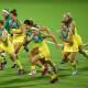 Celebration time: the Hockeyroos jubilant after Madonna Blyth scores the winning goal. Photo: Getty Images