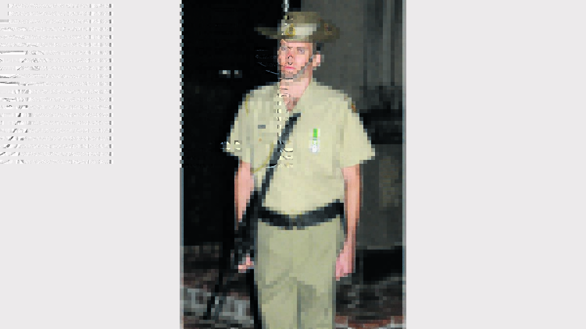 PTE Sam Woods, 12/16th Hunter River Lancers, was a member of the catafalque party at the dawn service.