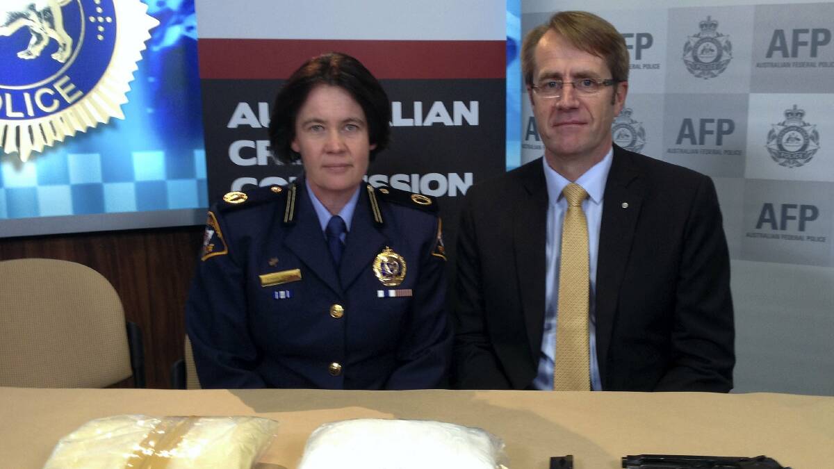 Assistant Police Commissioner Donna Adams and Australian Crime Commission national manager of investigations Richard Grant say the haul is a great result for Tasmania.