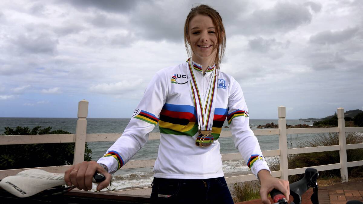 Tasmania's Amy Cure has won a spot in Australia's Commonwealth Games cycling team. Pictures: GEOFF ROBSON
