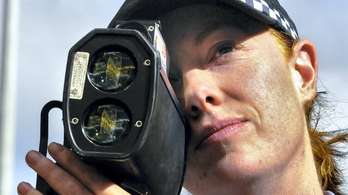 Senior Constable Shannon McMahon on speed camera duties. Picture: NEIL RICHARDSON