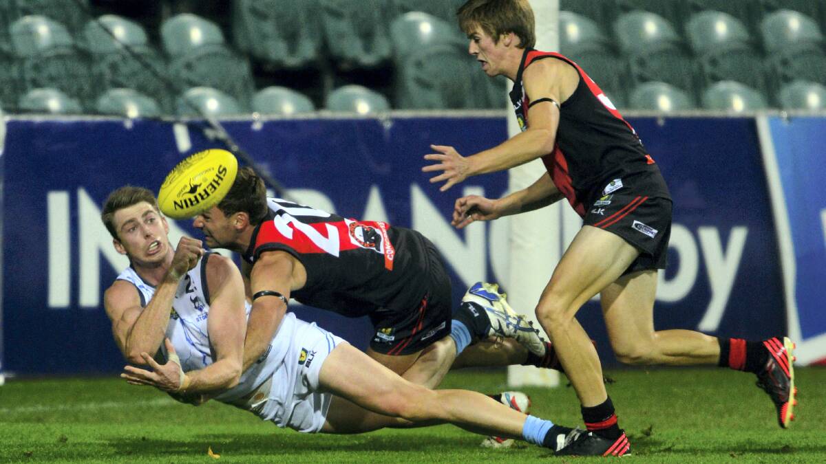 Western Storm's Bart McCulloch in a game against North Launceston. He was dominant against Hobart City.
