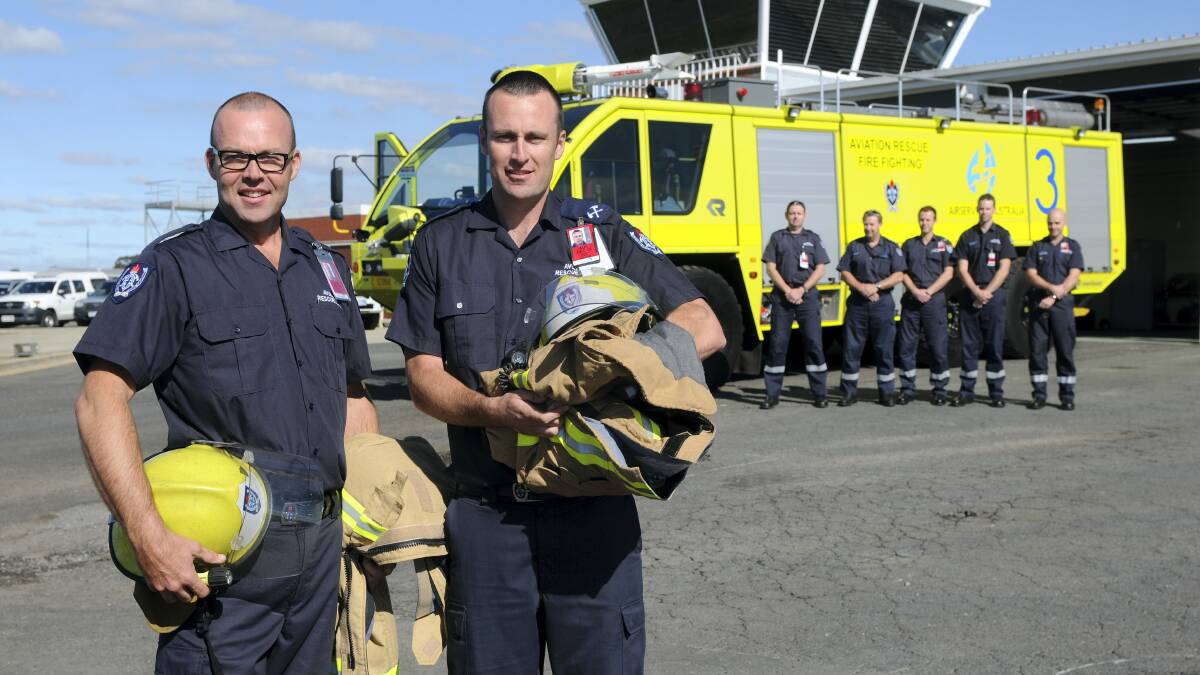 Former photographer at The Examiner, Will Swan, has joined his brother Sam Swan as a firefighter with Aviation Rescue Fire Fighting services at Launceston Airport. Picture: PAUL SCAMBLER
