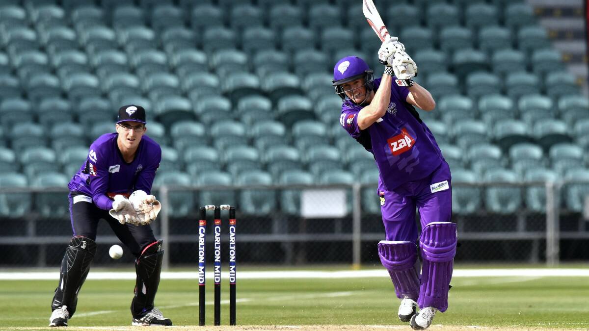 George Bailey plays a shot during last night’s Hobart Hurricanes practice match at Aurora Stadium