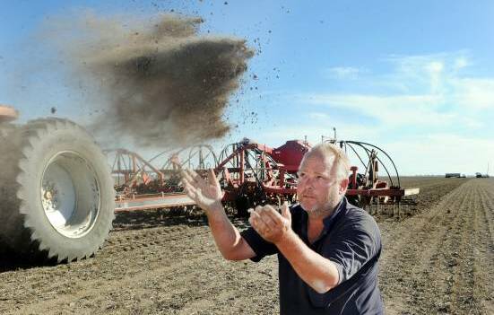 Steve Brain is dry-sowing oats into a failed oat crop from last season at Dooen. Picture: PAUL CARRACHER
