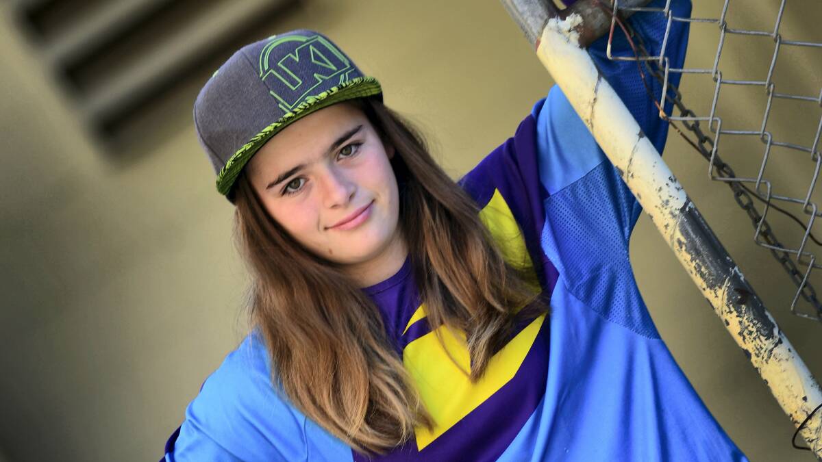 Holli Geeves, who races with the Launceston Junior Motorcycle Club, will compete for the state title in the 85cc class of the Tasmanian Motocross Championship next month.   Picture: PAUL SCAMBLER
