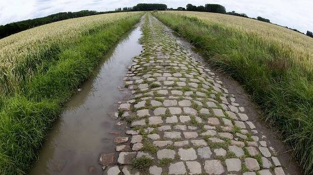 Cobble trouble: A cobblestone-paved section in Orchies, northern France which is part of of Wednesday's fifth stage of the Tour de France.
