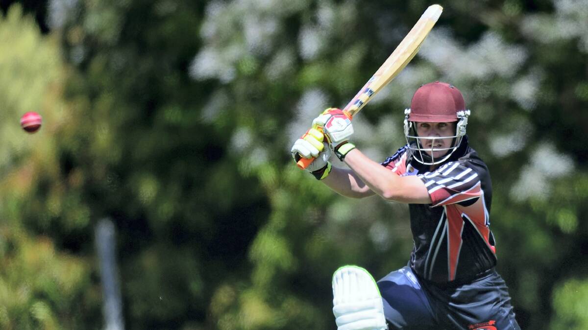 Hadspen’s Liam Reynolds at the crease against Trevallyn. Hadspen secured an eight-wicket win. Picture: PHILLIP BIGGS