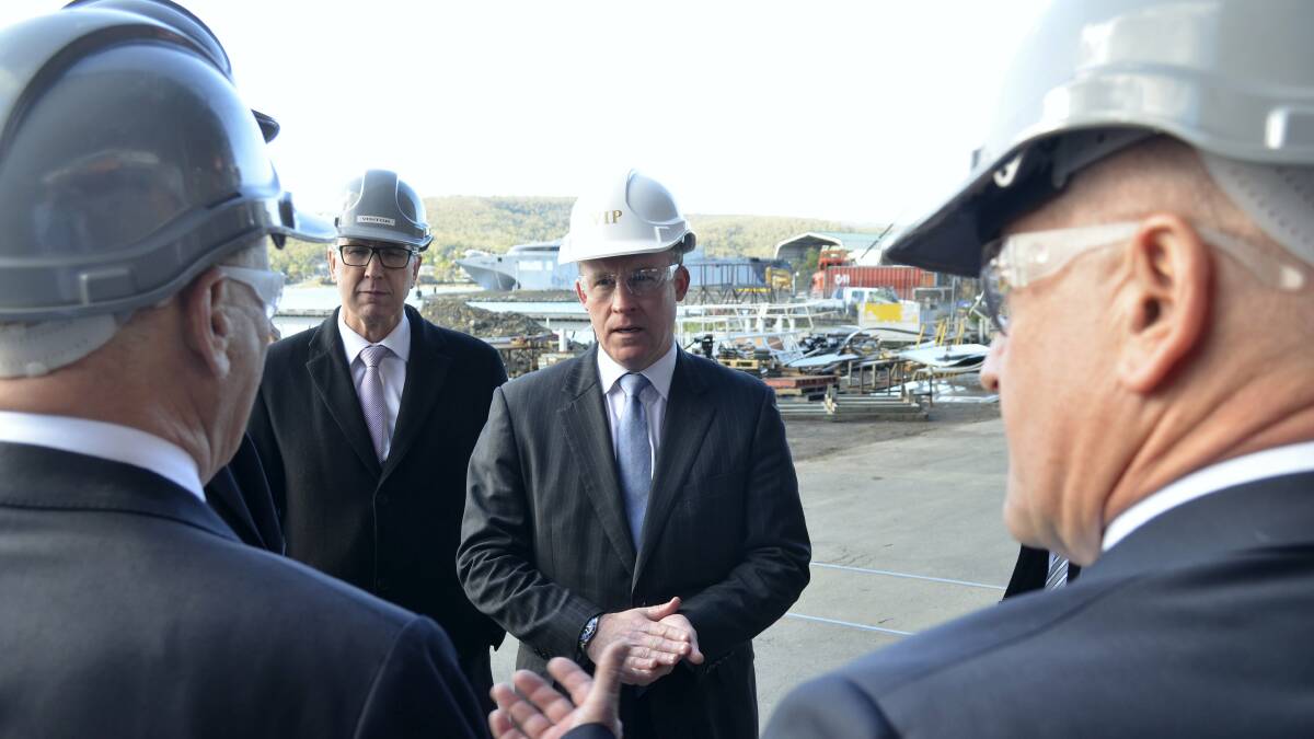 Premier Will Hodgman with members of a Tasmanian consortium bidding for the Pacific patrol boats contract.  Picture: DANIEL McCULLOCH