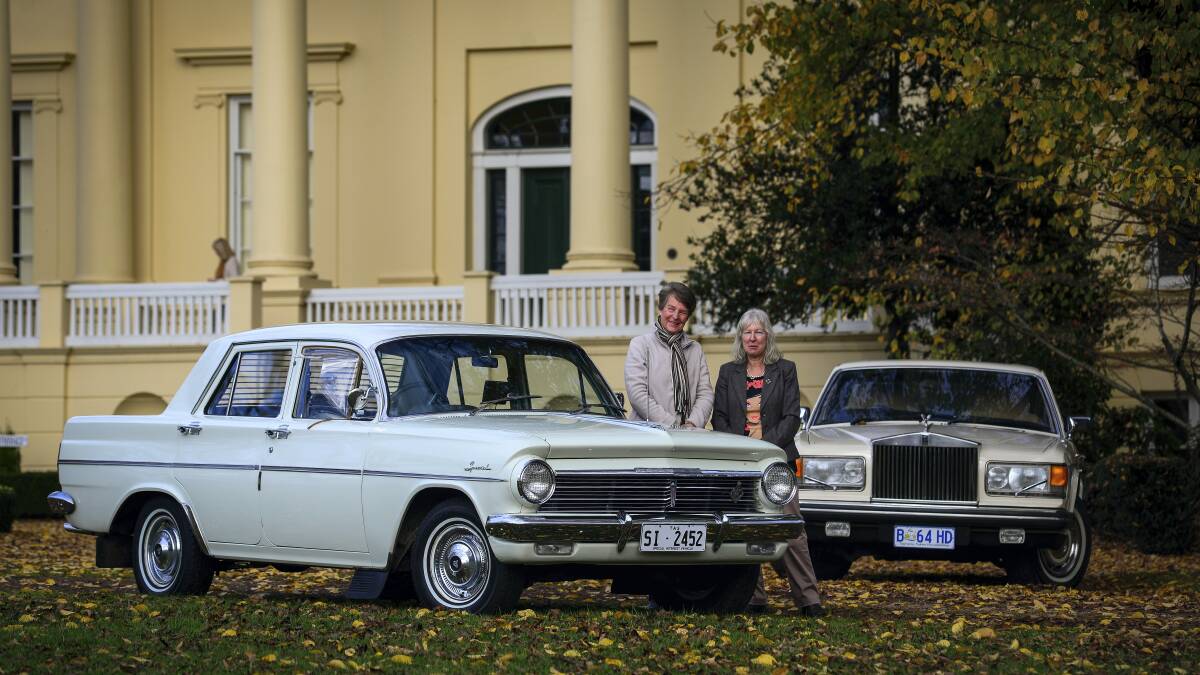 EH Holden Club member and National Trust volunteer Peta Newman, of Launceston, and National Trust events and special promotions manager Hilary Keeley at Clarendon Homestead. Picture: PHILLIP BIGGS