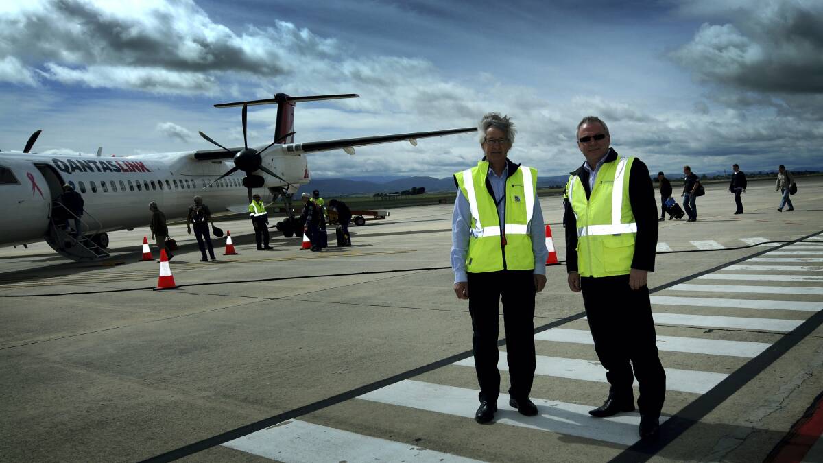 Launceston Airport planning and environment manager Stephen Douglas and airport general manager Paul Hodgen. Picture: GEOFF ROBSON