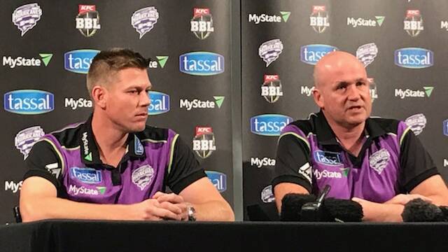 James Faulkner is welcomed to the Hobart Hurricanes by chief executive Nick Cummins.
