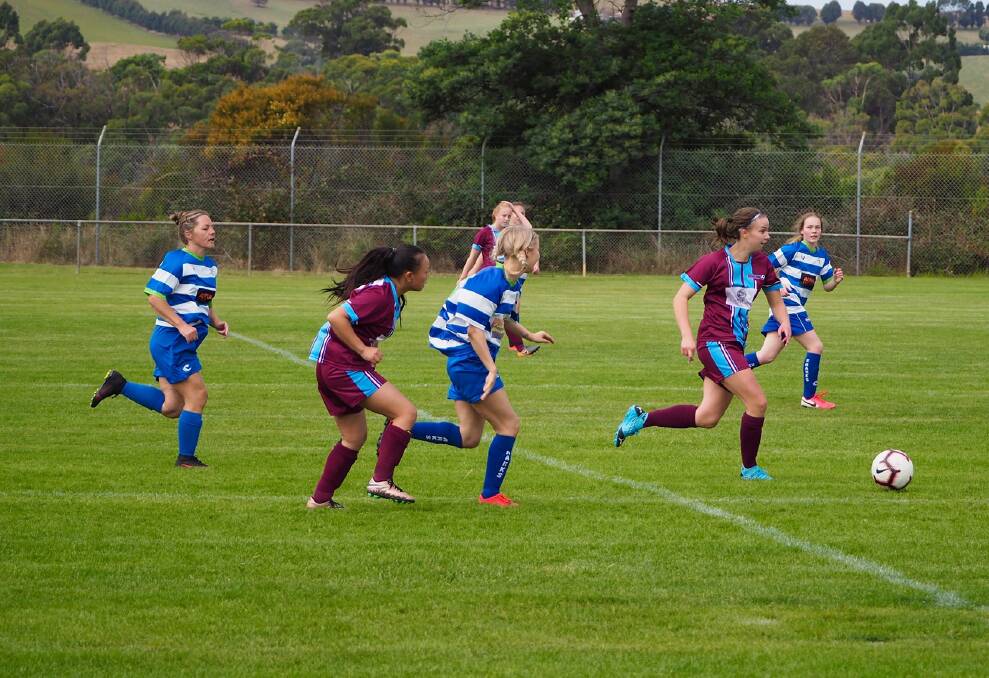 On the charge: Abbie Chugg on her way to a hat-trick for Northern Rangers at Somerset last Saturday. Picture: NR Facebook