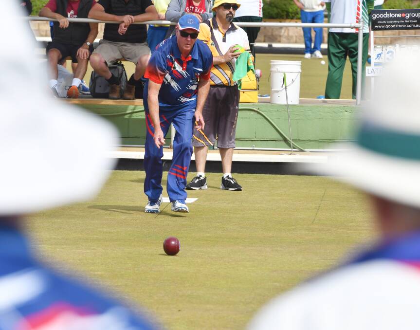 CROWD PLEASER: Latrobe's Gary Courtney in action during the Bowls North-West Premier League final against Burnie Tigers. Picture: Brodie Weeding.