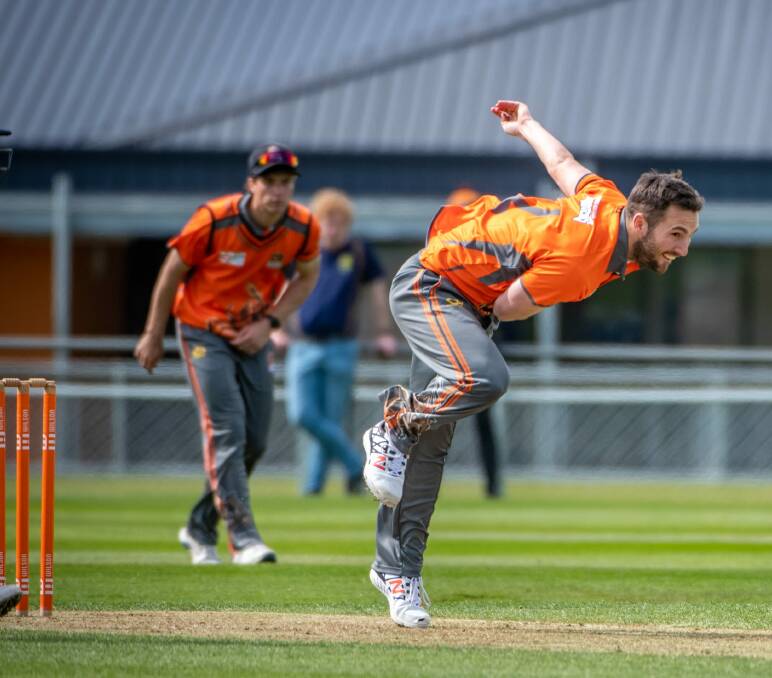 Firing line: Raiders quick Jono Chapman on his way to taking 3-24 off eight overs. Pictures: Paul Scambler