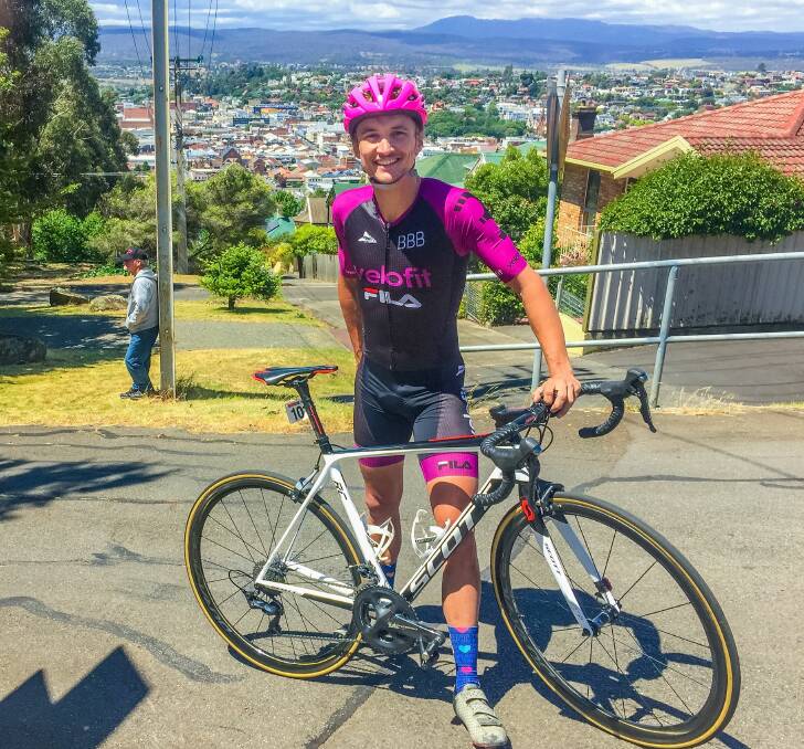 On a roll: Josh Harris in the Tour of Tasmania last week and (below) in the running challenge at Sunday's Stan Siejka Launceston Classic. Pictures: Rob Shaw and Phillip Biggs