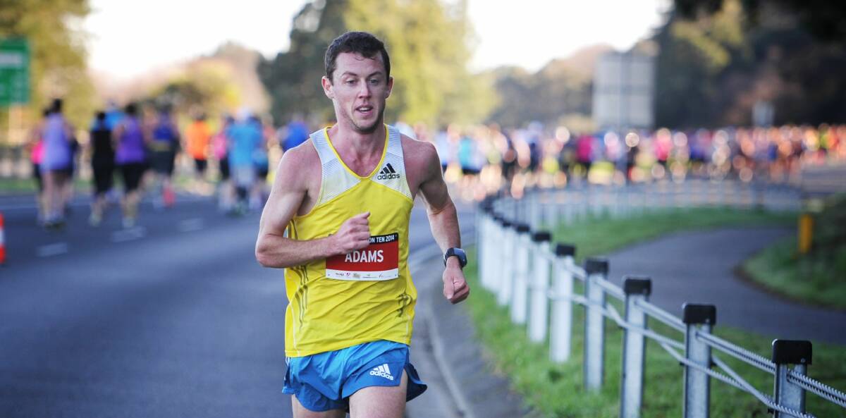 Runaway: Victorian Liam Adams en route to winning the 2014 Launceston 10. Adams will represent Australia in the marathon at the Rio Olympics.