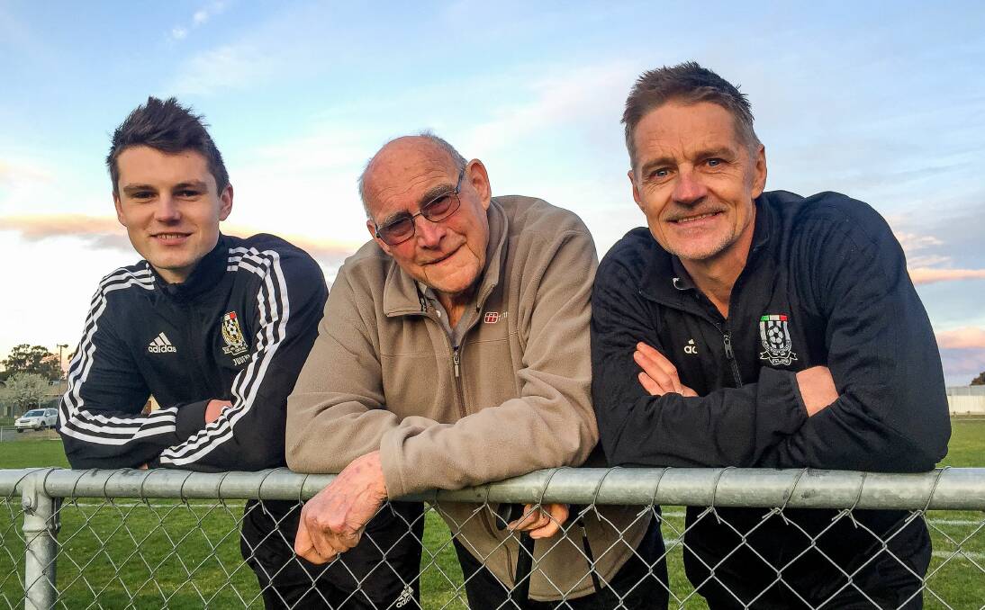 Generation game: Launceston City's state representative soccer players Noah, Peter and Roger Mies. Picture: Rob Shaw