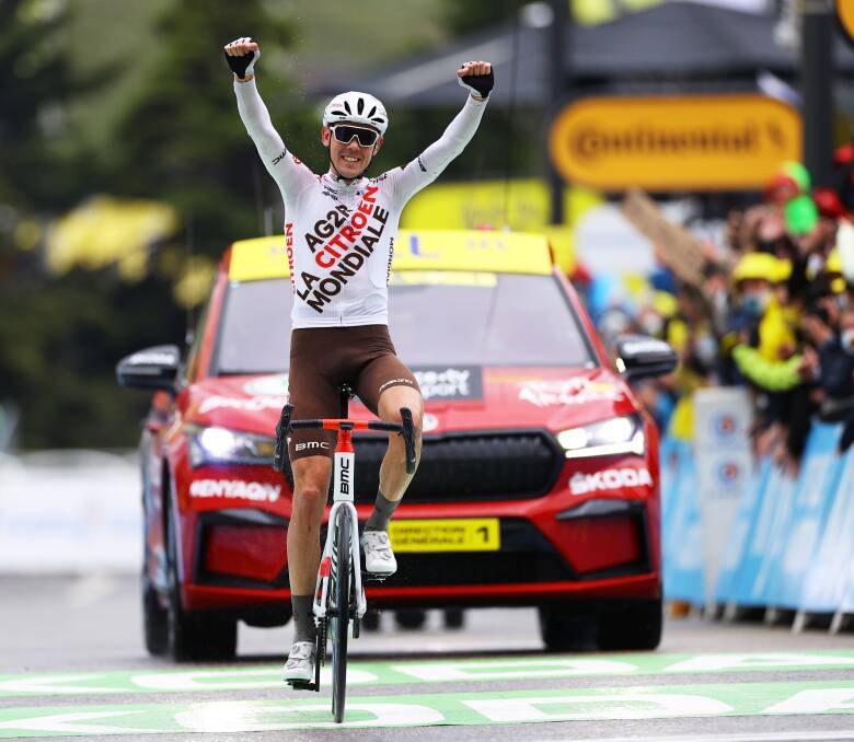Victory margin: Ben O'Connor wins Tour de France stage nine by more than five minutes. Picture: Getty Images