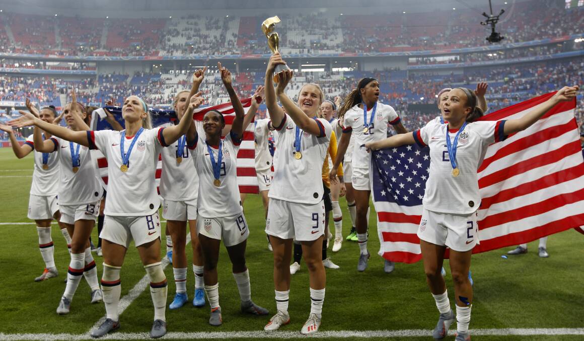 Champions apparently: American players keep their celebrations low-key after winning the women's soccer World Cup. Picture: AP