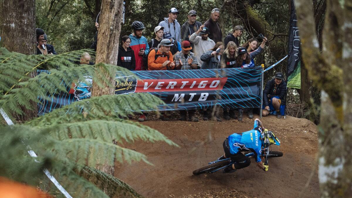 Media frong: New Zealander Wyn Masters makes himself at home at Derby. Picture: Enduro World Series