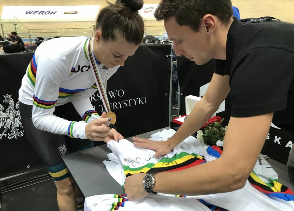 Amy Cure at the 2019 track world championships in Poland. Picture: Cycling Australia