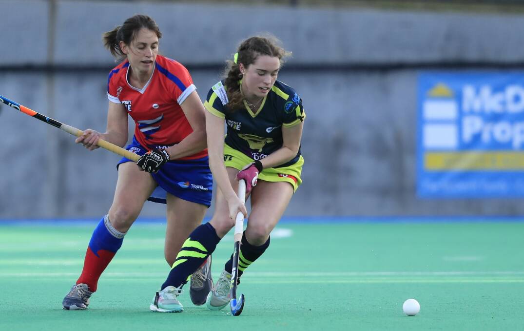 Rock solid: Sophie Rockefeller in action for Tasmania in the Hockey One league. Picture: Hockey Tasmania	