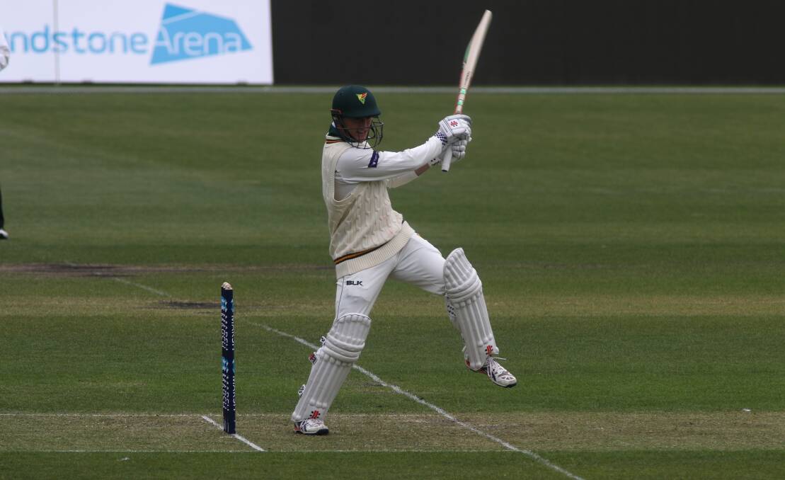 Off with the Bails: George Bailey in his last innings for Tasmania this week. Picture: Rick Smith