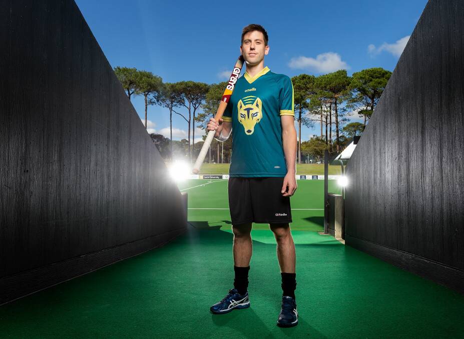 Focused: Eddie Ockenden at the launch of the inaugural Hockey One competition. Picture: Hockey Australia