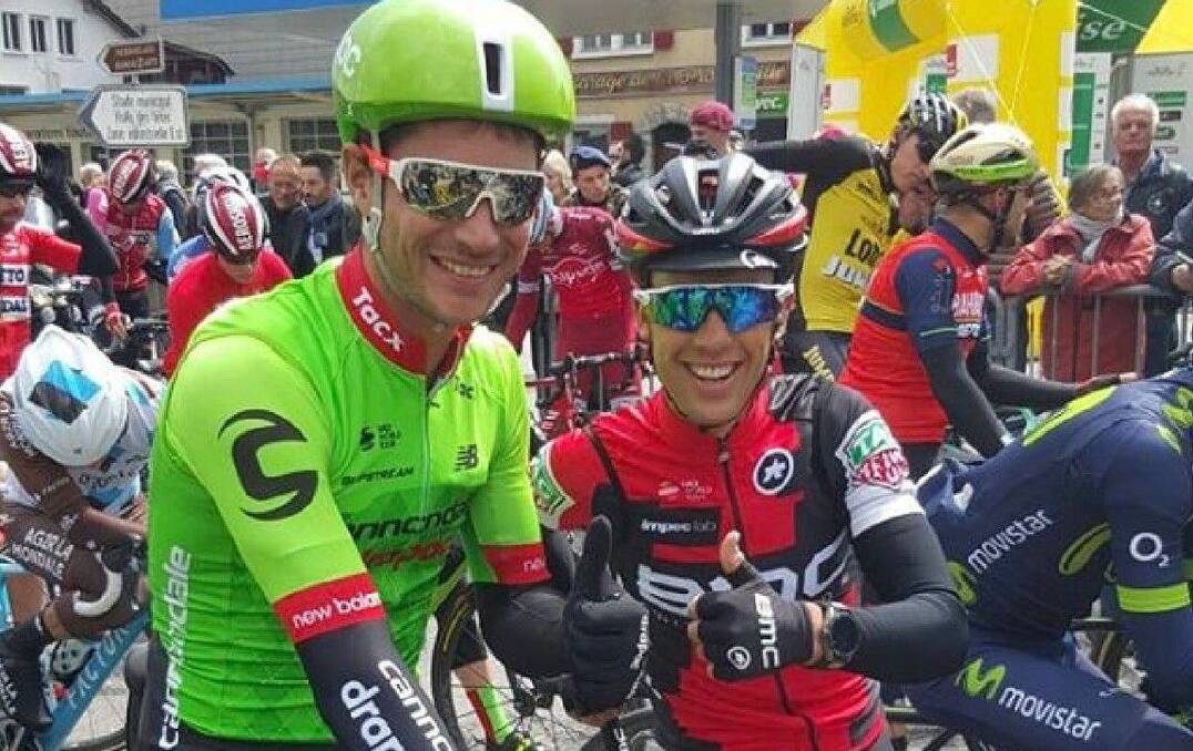 On the map: Will Clarke and Richie Porte at the 2017 Tour de Romandie in Switzerland, which Porte won. 
