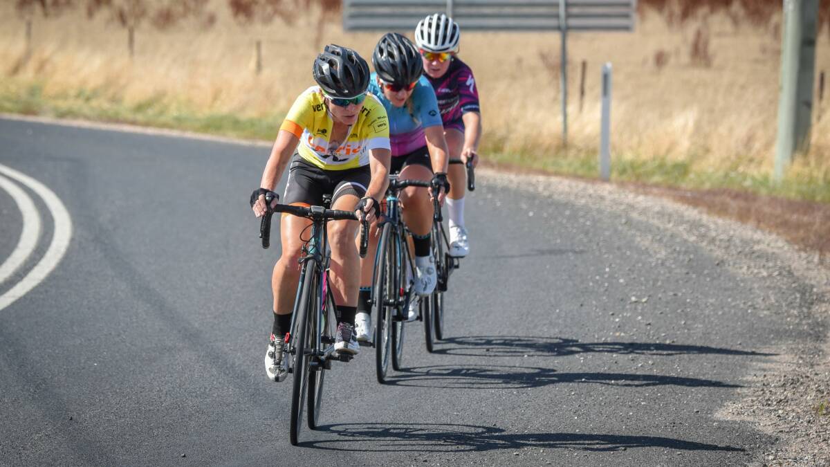 On the road again: Launceston's Kathryn Woolston is among Tasmanians in the National Road Series opener.