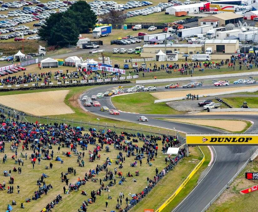 Hitting the brakes: The Symmons Plains round of the Supercars Championship has been put on hold. Picture: Scott Gelston