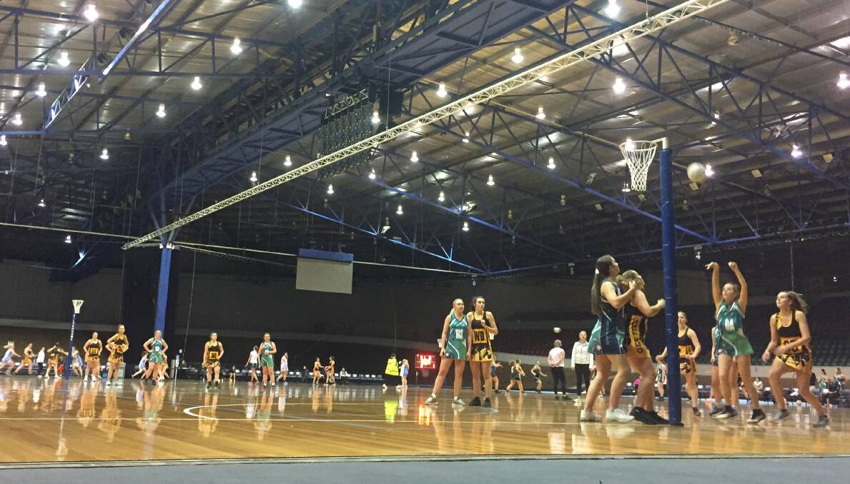 Aiming high: The midweek netball roster returns to the Silverdome. Picture: Rob Shaw
