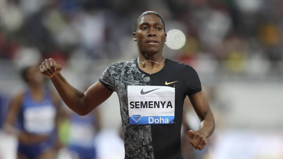 Line call: South Africa's Caster Semenya crosses the line to win gold in the women's 800-metre final during the Diamond League in Doha, Qatar, in May. Picture: AP 