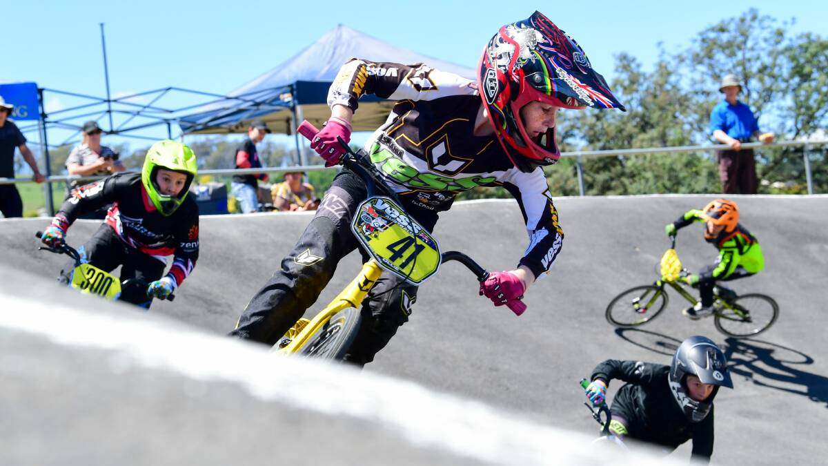 Bank on it: Action from the 2020 Tasmanian BMX titles in Launceston. Picture: Neil Richardson 