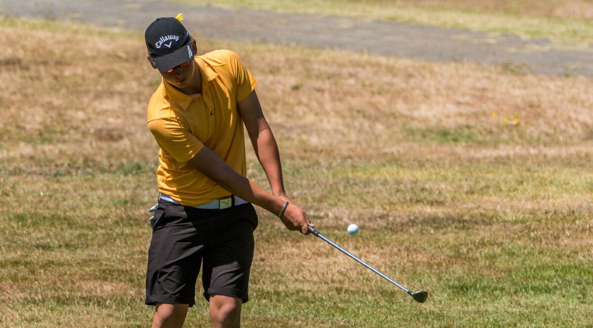 Green light: Ryan Thomas competing in the Tasmanian Junior Masters at Riverside Golf Club last week. Picture: Phillip Biggs