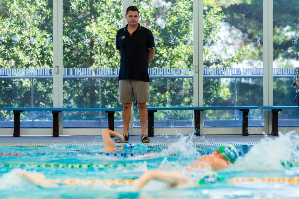 COACH PARKED: Rohan Taylor checking out Tasmania's swimmers at Launceston Aquatic Centre in 2017. Picture: Phillip Biggs