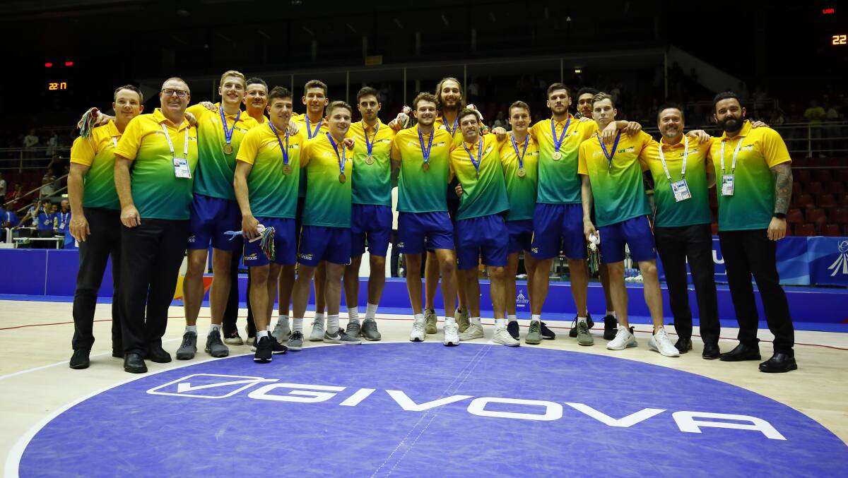 Boom time: The Emerging Boomers with their bronze medals in Naples. Picture: FISU