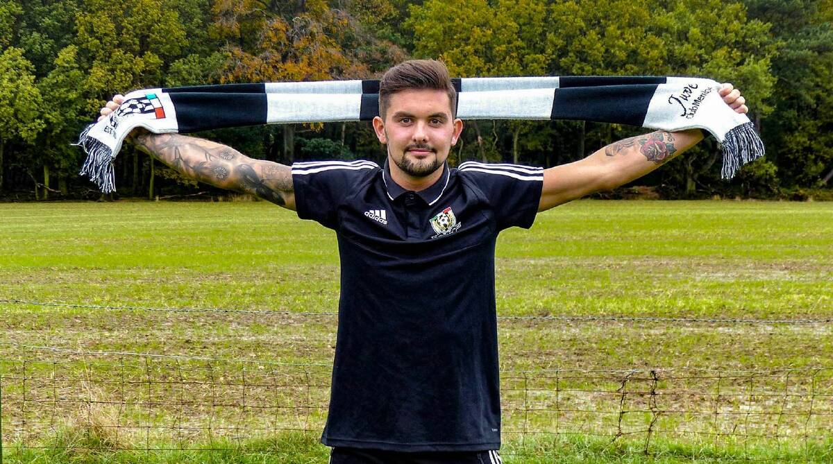 Scarf strain: Attacking midfielder Sam Ridgard has joined Launceston City from the Belpham United in the UK and will captain the club.