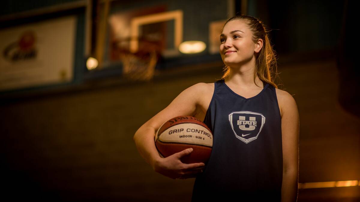 Court out: Olivia West at home in Launceston between her studies and basketball duties in Utah. Picture: Scott Gelston.