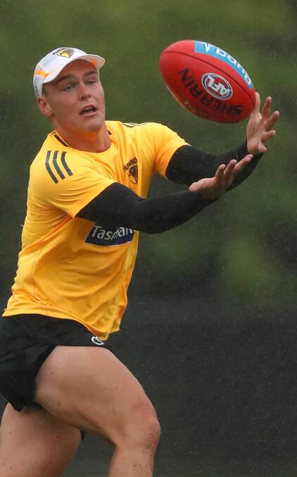 TASSIE HAWK: Teenager Kieran Lovell during pre-season training with Hawthorn. Picture: Getty Images