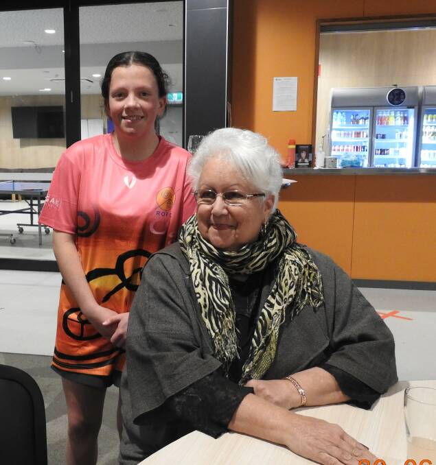 Katie Campbell with Elder Aunty Judith Rose Thomas.