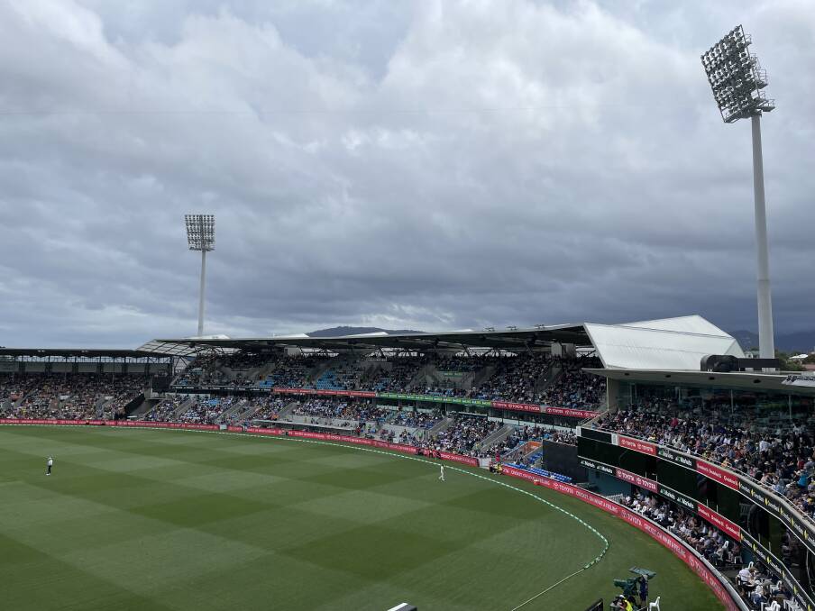 Standing tall: The Ricky Ponting Stand at Bellerive Oval for Tasmania's first Ashes test. Picture: Rob Shaw