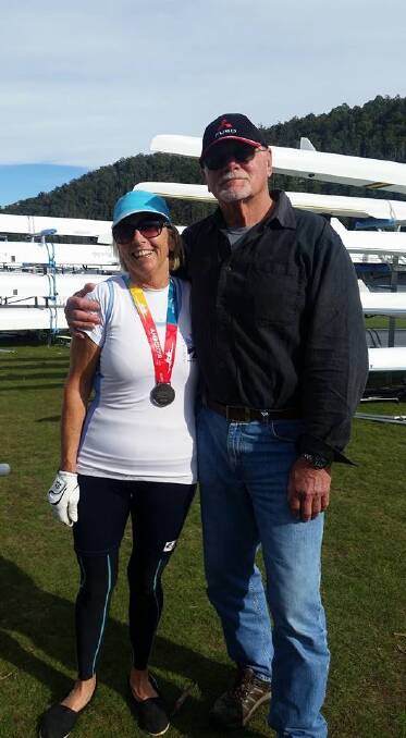 Coach Kerry Dawkins and June Mezger who won a silver medal in the women’s 70+ category.