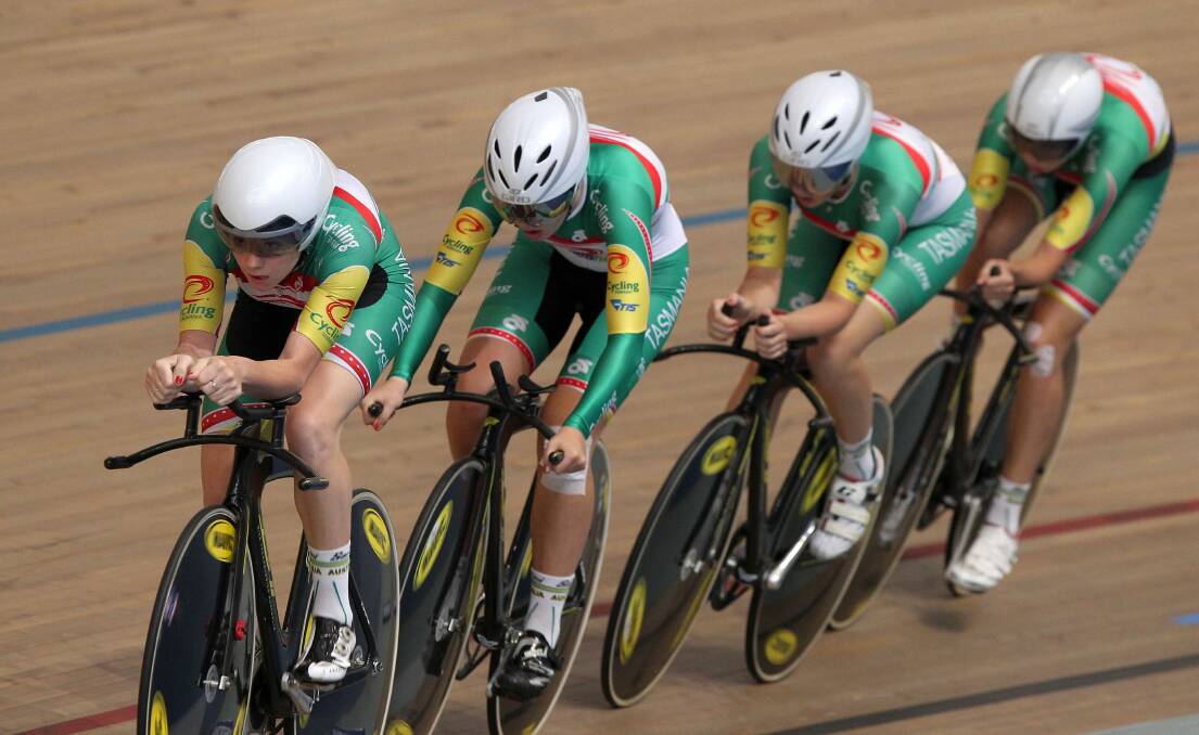 Back tracking: Cycling Australia's track focus is good news for the likes of Tasmanian teammates Amy Cure, Macey Stewart, Lauren Perry and Georgia Baker.