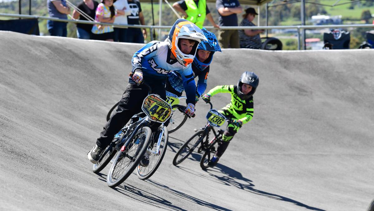 STEERING COMMITTEE: Charlie Gregson leads his race at the Tasmanian BMX Championships at St Leonards on Sunday. Picture: Neil Richardson