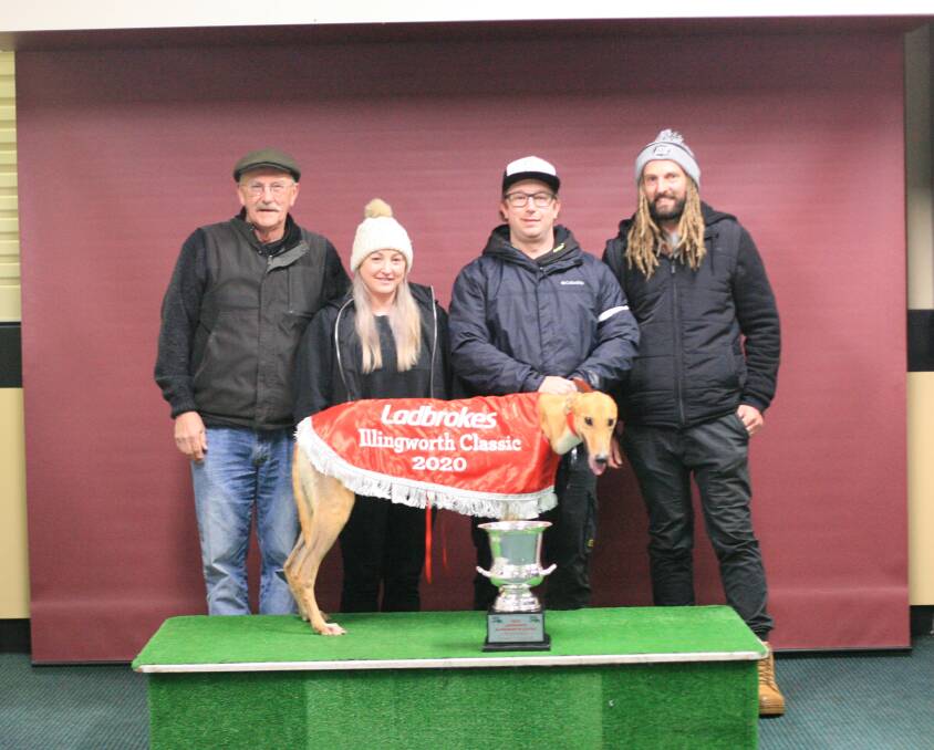 STANDING PROUD: Wynburn Lethal and her owners celebrate victory in the Illingworth Classic.