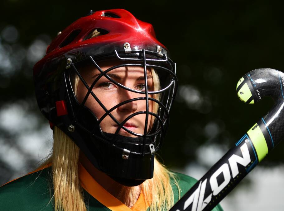Behind the mask: Launceston City and University of Tasmania goalkeeper Alissia Pearson has been called up for the Australian indoor hockey team.