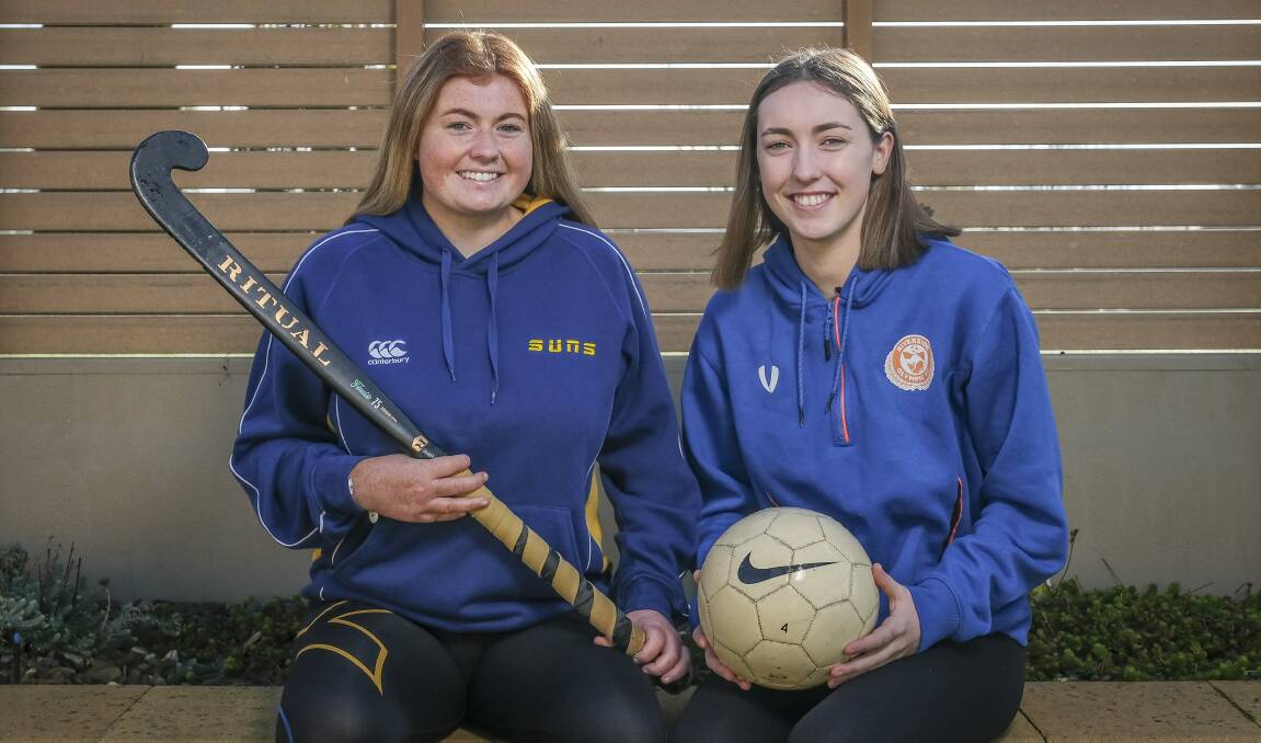 Hot shots: Sisters Hannah and Meg Connolly reflect on their weekend hat-tricks. Picture: Craig George. 