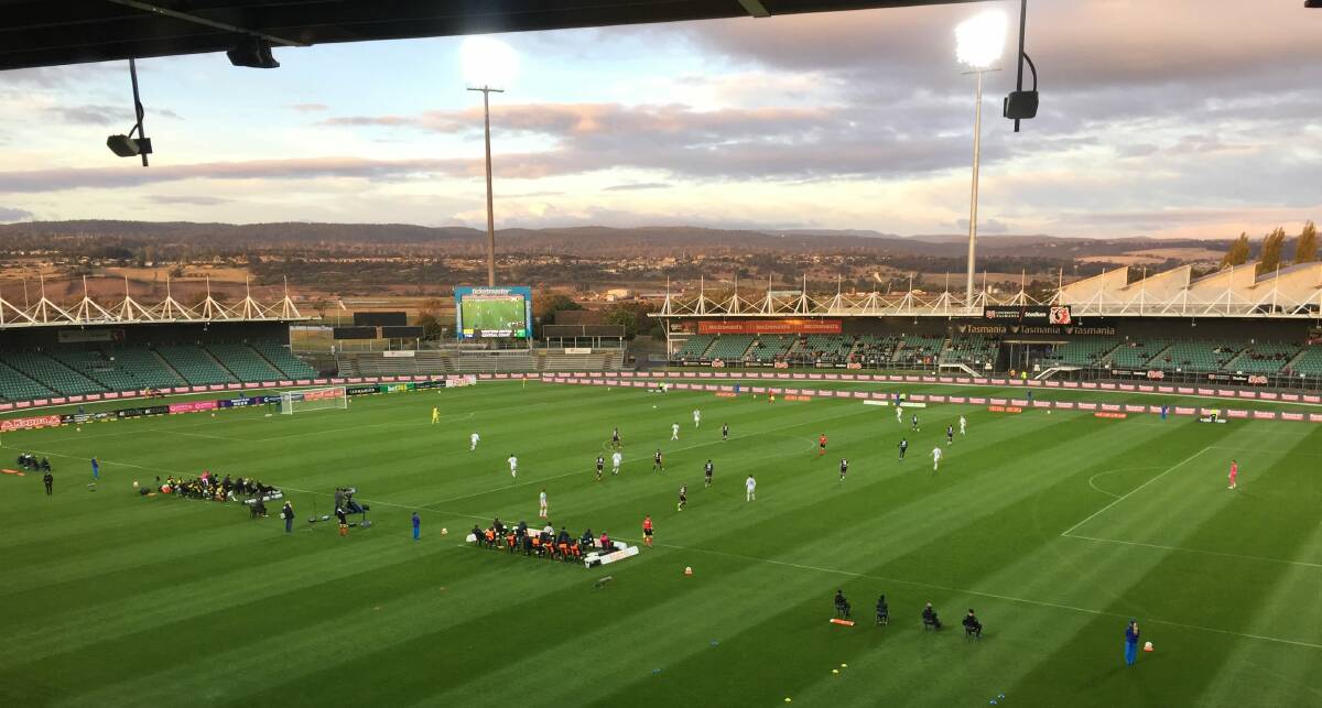 A-League action at UTAS Stadium in April. Picture: Rob Shaw
